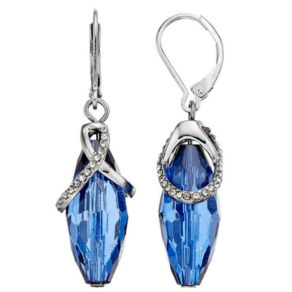 Vera Wang Jewelry - VERA WANG Rocker Chic Gunmetal Blue & Clear Crystals Drop Earrings**NEW!